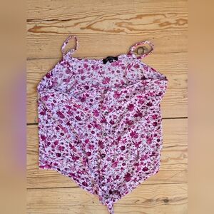 Lilly Morgan Pink Floral Tie Front Cami Top M